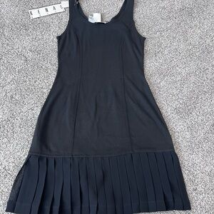 NWT! Ann Tjian For Kennar Black Knit Cotton Sleeveless Tank Short Dress Size M